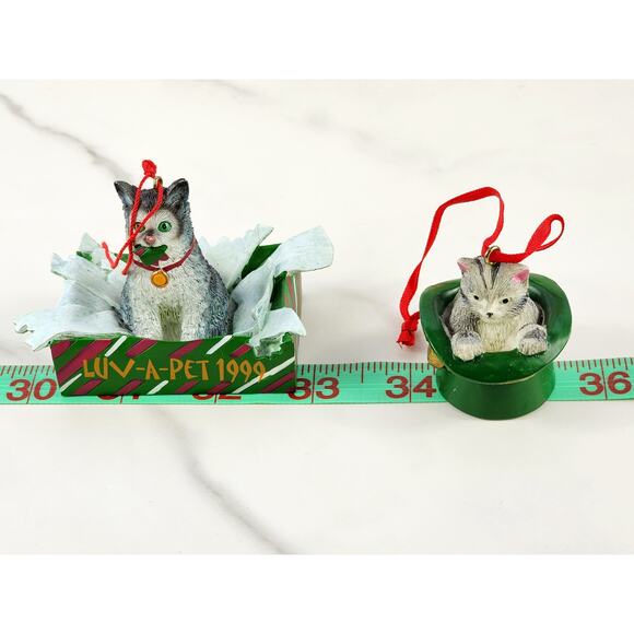 Christmas Cat Kitten Lovers Tree Ornaments 2 1/2" Luv A Pet PetSmart 1999 x2 - Picture 13 of 14